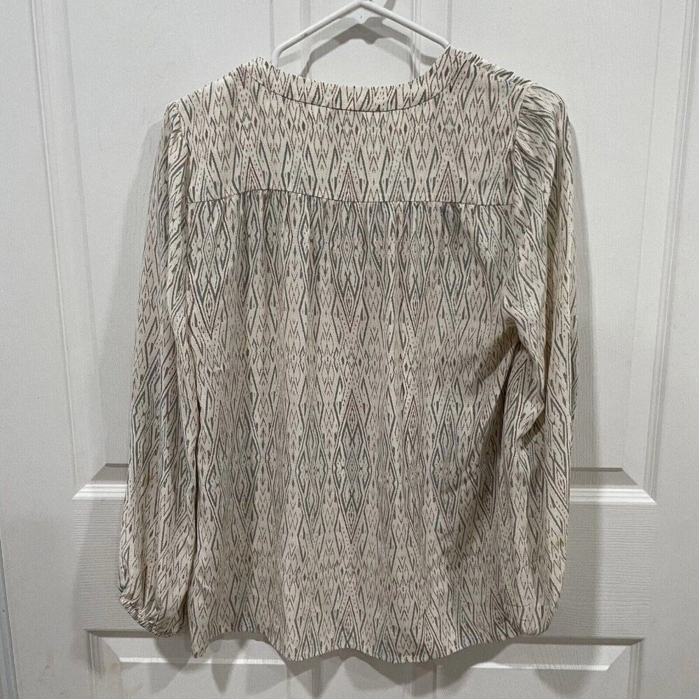 Joie Addie B 100% Silk‎ Top Womens Sz S Gray Caviar Print Peasant Sleeve - Picture 6 of 6